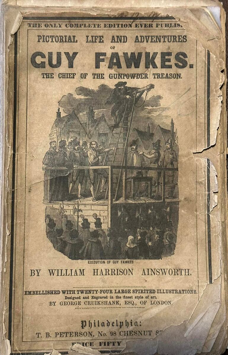 La imagen es tardía, heredada de las ilustraciones hechas por George Cruikshank para la novela de William Ainsworth "Guy Fawkes: Or, the Gunpowder Treason", publicada por entregas en Bentley’s Miscellany en 1840 y reunida en tres tomos en 1841.