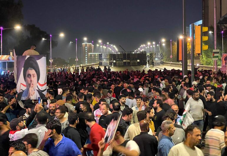 Manifestantes en Irak por la visita de Antony Blinken.