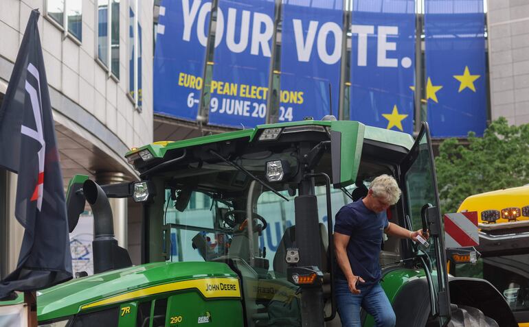 Protesta de agricultores europeos en Bruselas. 