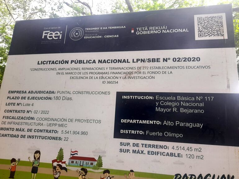 Este cartel fue colocado por obreros de la empresa Puntal Construcciones, y desde entonces se llamaron a silencio.