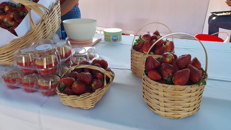 Frutilla y sus derivados en la Expo Frutilla de la localidad de J. Augusto Saldivar.