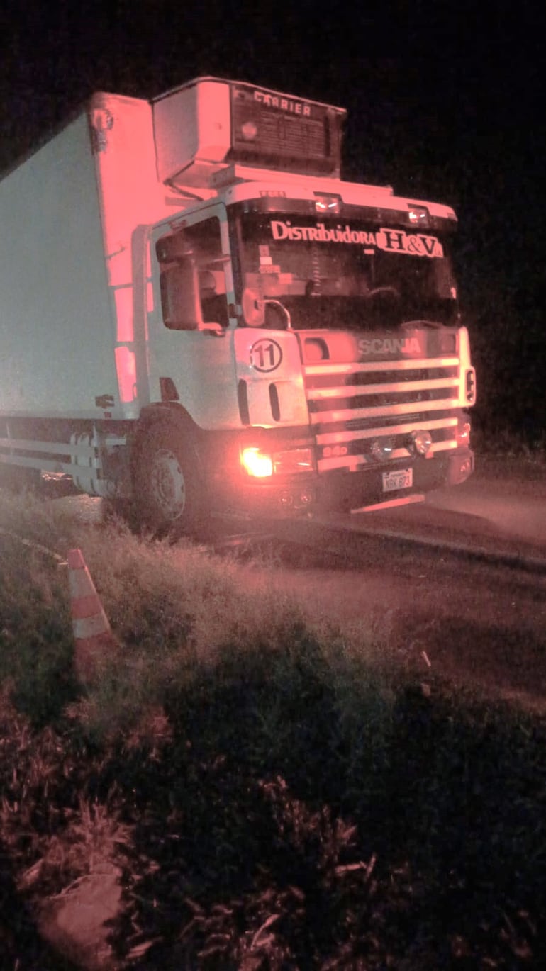 El camión Scania, que supuestamente estuvo involucrado en el accidente fatal.