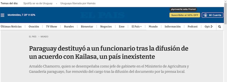 En Uruguay publicaron sobre el caso de los Estados Unidos de Kailasa.