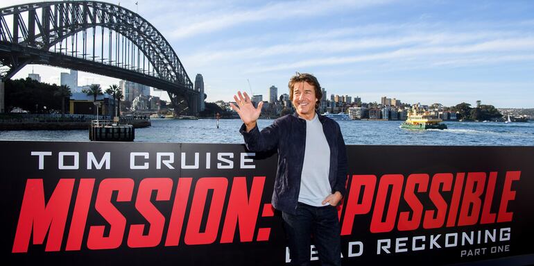 El actor estadounidense Tom Cruise posa durante la presentación de 'Misión Imposible - Dead Reckoning Part One', en Sídney, Australia,este domingo.