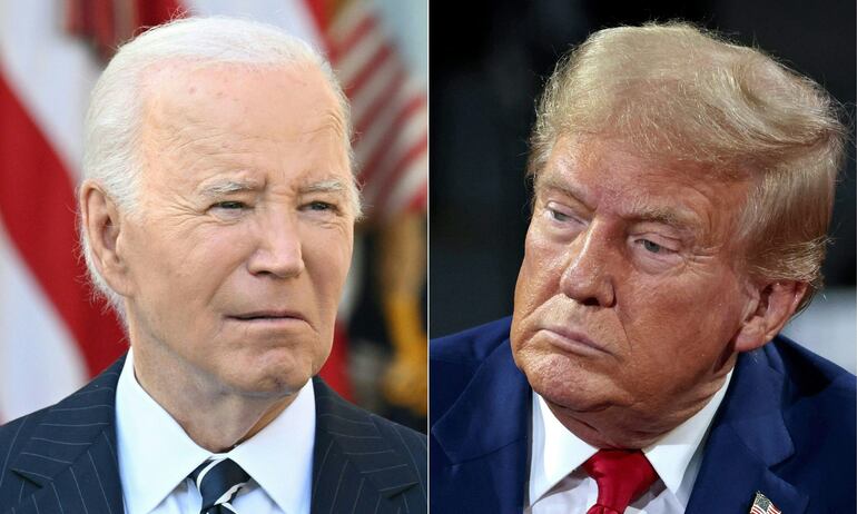 El presidente estadounidense Joe Biden (a la izquierda) y el virtual presidente electo Donald Trump.