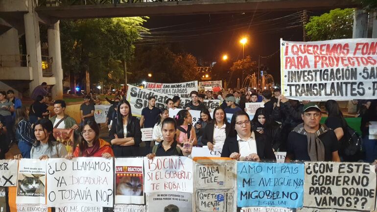 La reciente marcha de los universitarios contra la ley arancel cero.