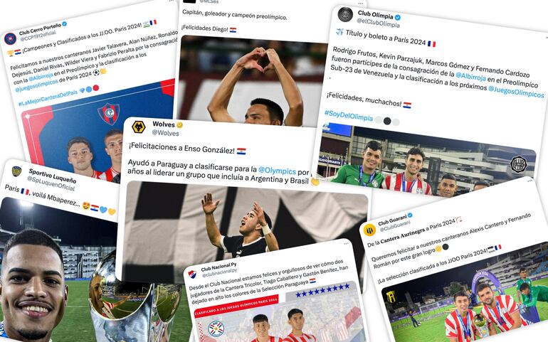 Las felicitaciones de los clubes a sus respectivos jugadores de la selección paraguaya Sub 23.