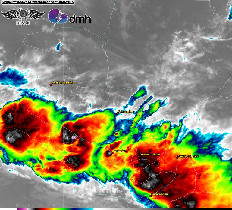 Imagen satelital muestra que el tiempo severo afectará a gran parte del territorio nacional.