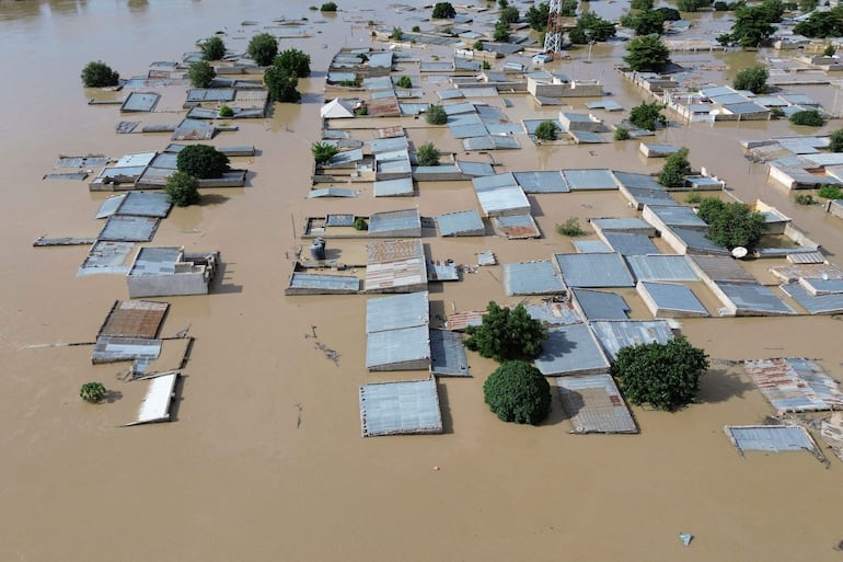 Una zona inundada de la ciudad de Maiduguri, Nigeria.