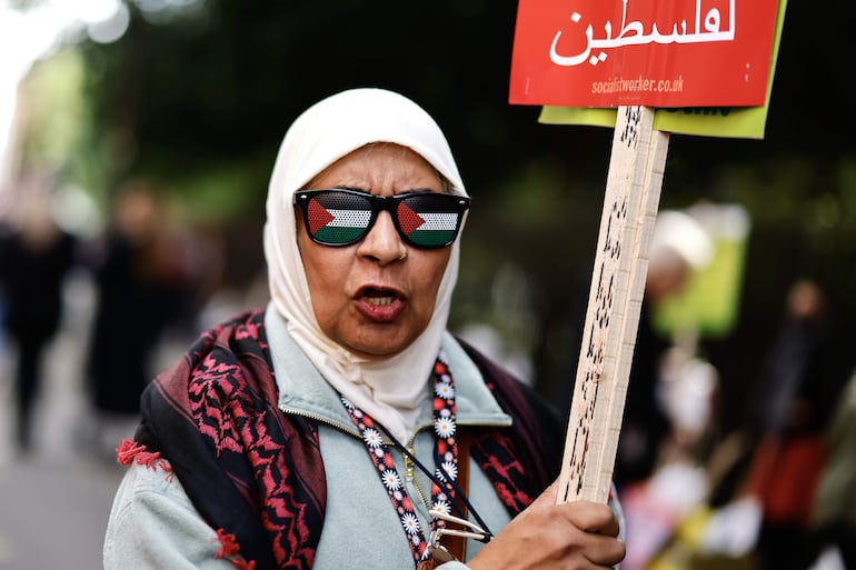 Este sábado se realiza una marcha pro Palestina en Londres.