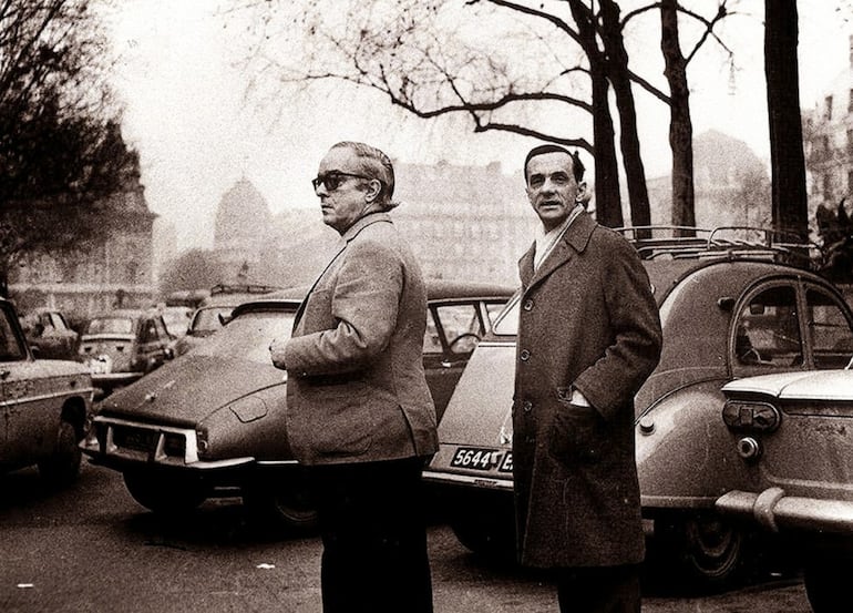 Vinicius de Moraes y João Cabral de Melo Neto en París en la década de 1970.