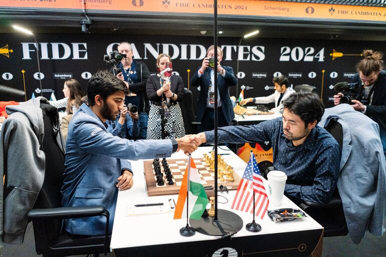 Toronto Ronda 14 Gukesh y Nakamura (Foto Maria Emelianova Chess.com).