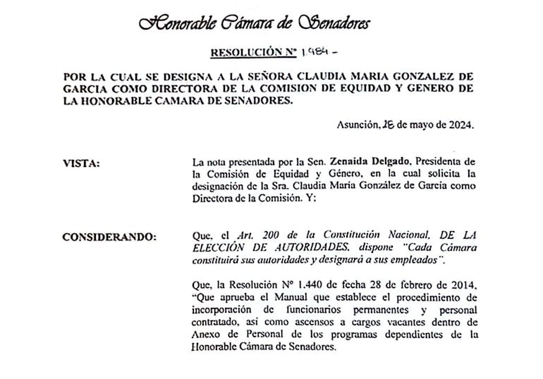 La senadora Zenaida Delgado suma funcionarios al Congreso Nacional con jugosos salarios.