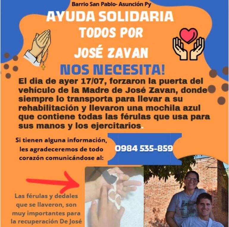 Campaña de recuperación de elementos pertenecientes a José Zaván. (gentileza).