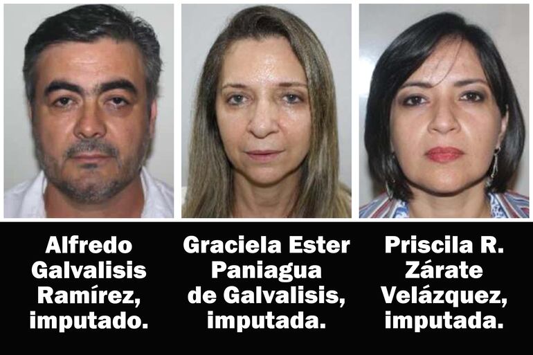 Alfredo Galvalisis Ramírez, su esposa Graciela Ester Paniagua de Galvalisis y Priscila Ramona Zárate Velázquez, acusados por el caso Alfacom.