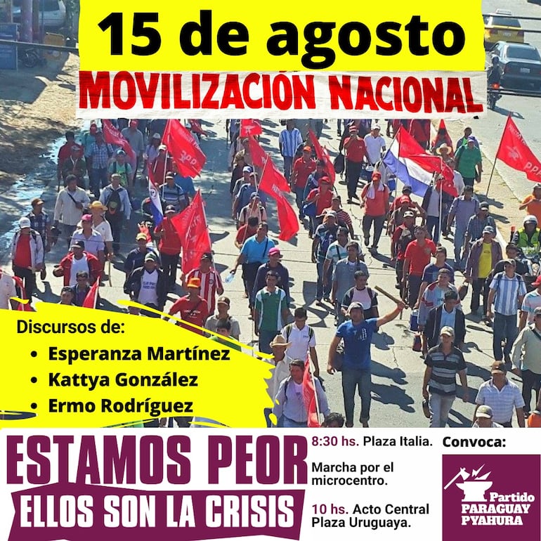 Flyer de la convocatoria de la Movilización Nacional contra un año del Gobierno de Santia Peña.