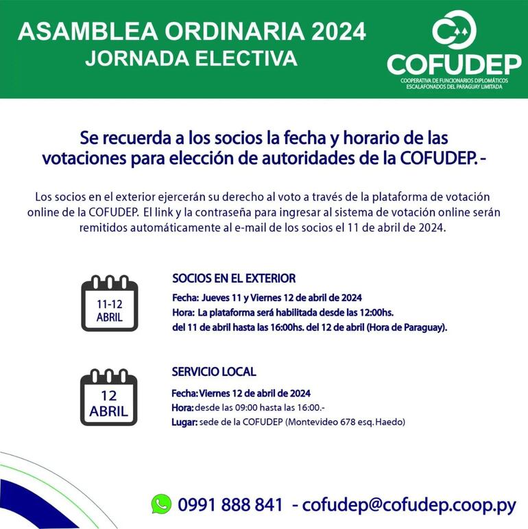 Asambleas para jornadas electivas en la Cofudep.