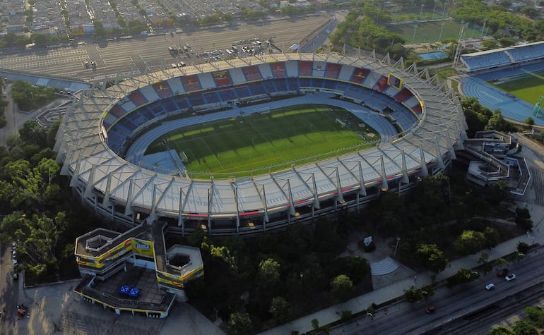 Vista aérea del estadio Metropolitano Roberto Meléndez de la ciudad de Barranquilla, Colombia, 