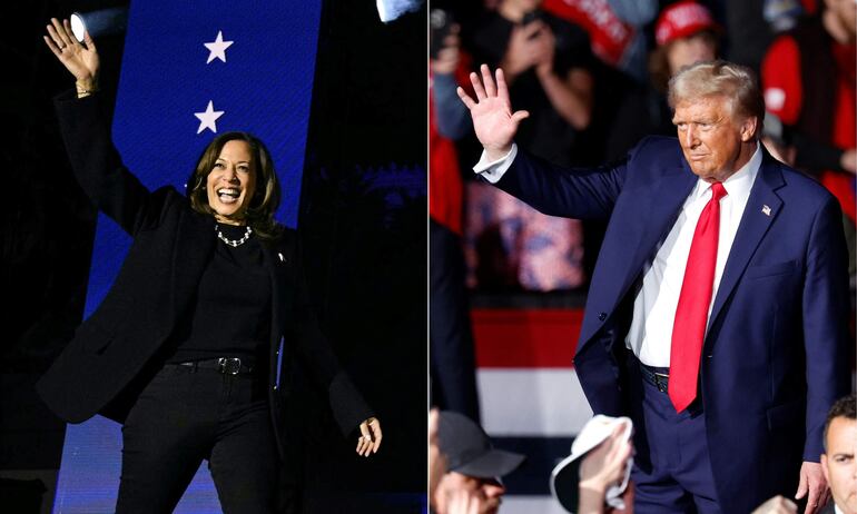 La vicepresidenta estadounidense Kamala Harris y el expresidente Donald Trump.