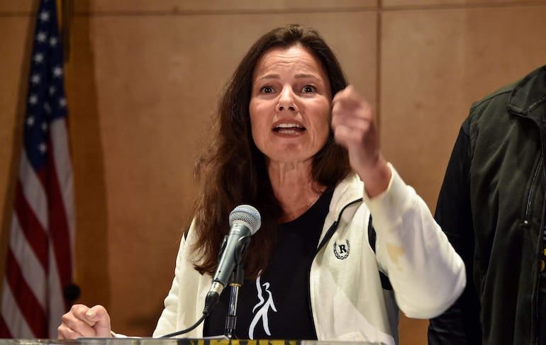 Fran Drescher, presidenta del Sindicato de Actores de Estados Unidos (SAG-AFTRA) durante su sonado discurso al inicio de la huelga.