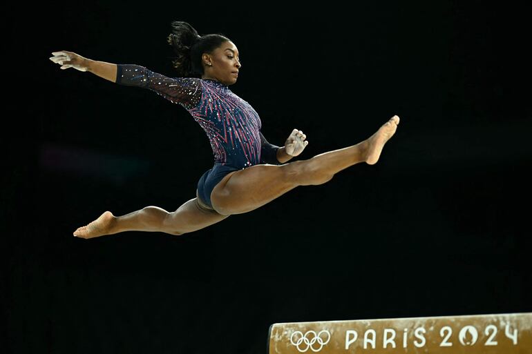 La gimnasta estadounidense Simone Biles, en París 2024.