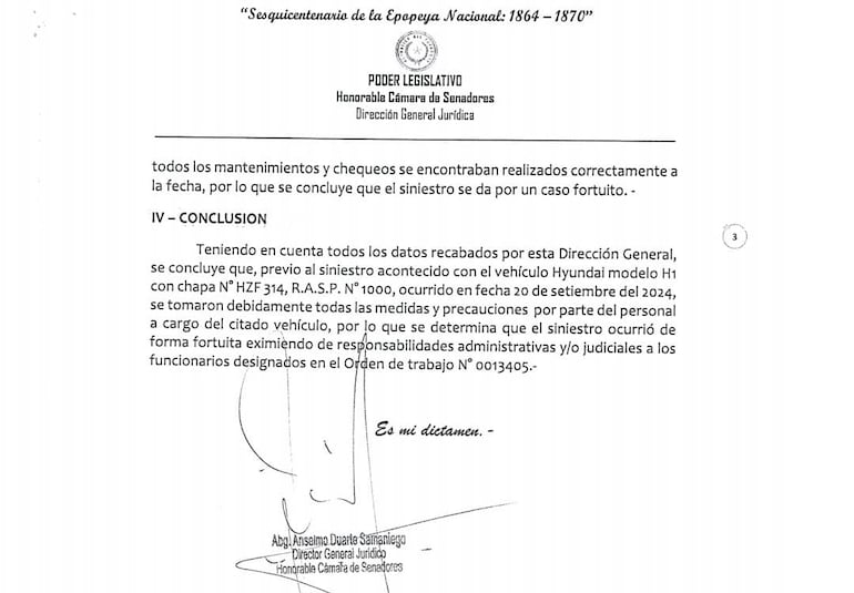 Dictamen de la Dirección de Asesoría Jurídica del Senado.