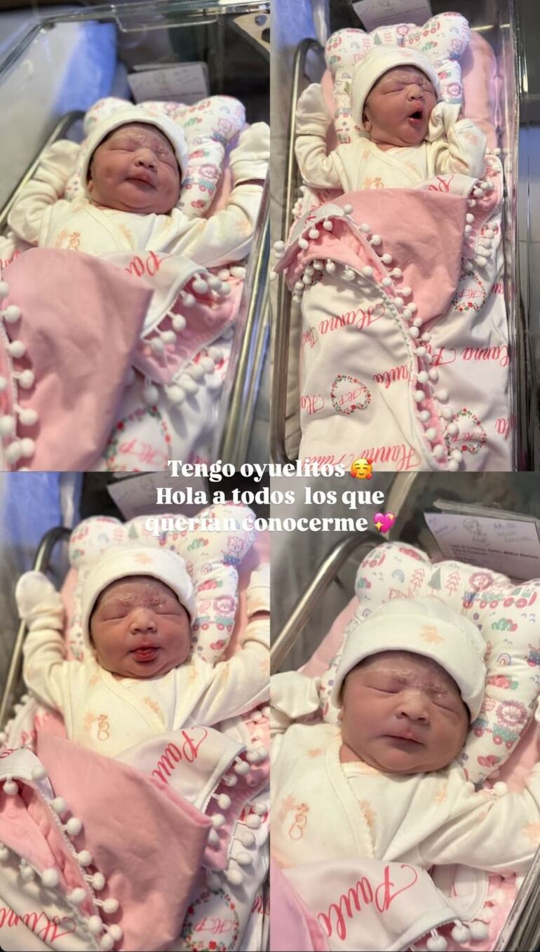 La tierna Hanna Paula fue presentada así por su mami Male González. (Captura de la historia de Instagram de Male González)