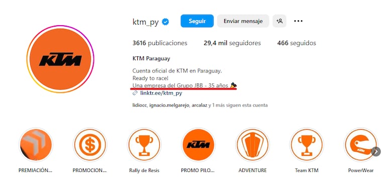 Las motos KTM que se entregó al Grupo Lince a través de una donación de Taiwán.