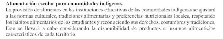  Lineamiento del MDS, que hace referencia a  comunidades indígenas, pero que al parecer no formaron parte de la mesa de trabajo.