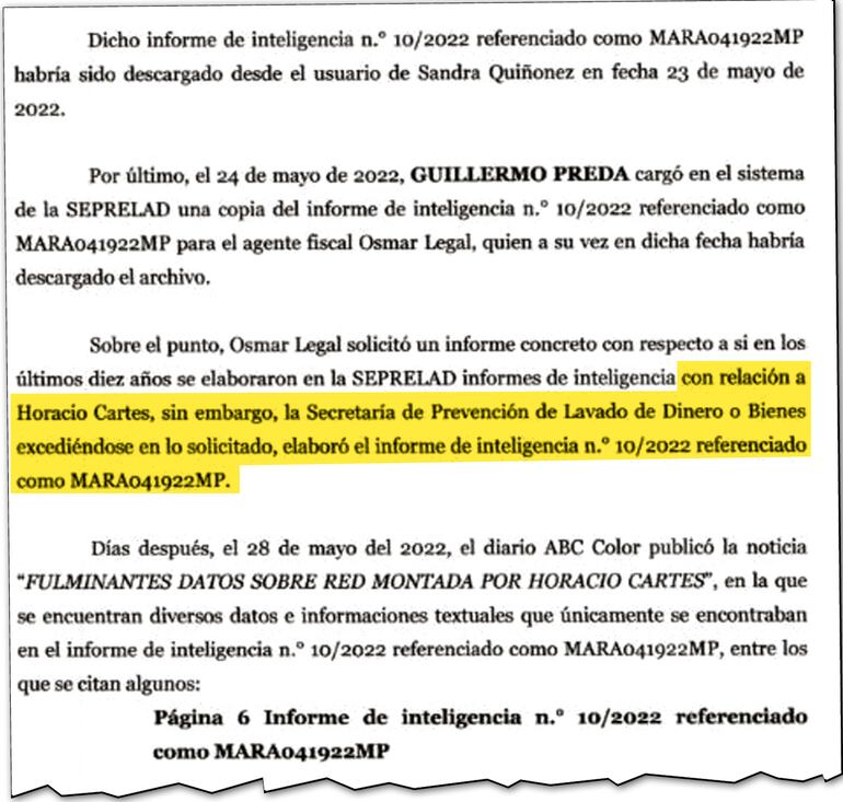 El inédito argumento que aparece en el acta de imputación contra Abdo Benítez y otros.