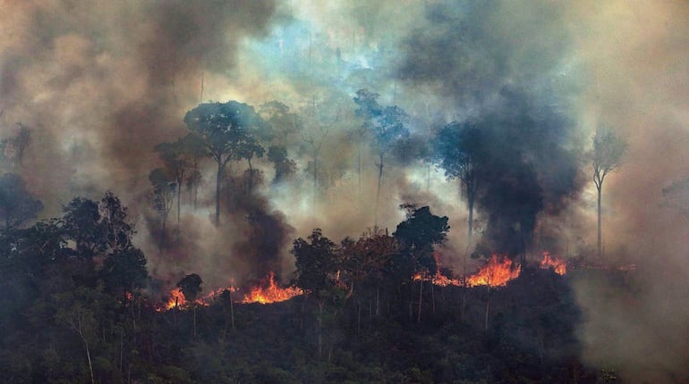 Arde la Amazonia. Candeiras do Jamari  (Brasil), domingo 25 de agosto del 2019.