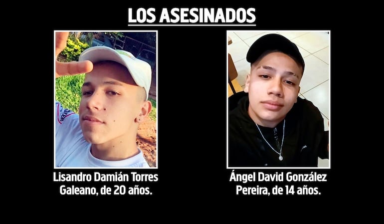 Lisandro Damián Torres Galeano y Ángel David González Pereira, miembros del PCC asesinados el 12 de octubre por integrantes del CR en el barrio Puerto Pabla de Lambaré.