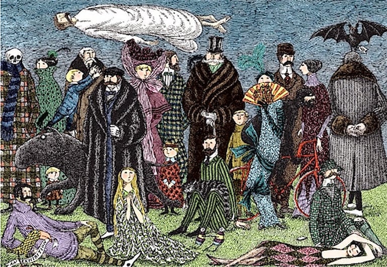 Las obras de Edward Gorey suelen evocar las épocas victoriana y eduardiana.