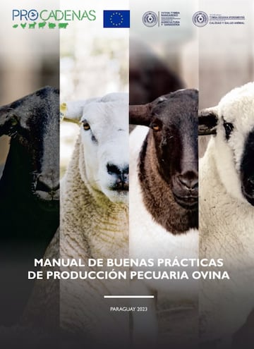 Tapa del Manual de Buenas Prácticas de Producción Pecuaria Ovina, elaborado por el Viceministerio de Ganadería, MAG y el Proyecto Procadenas.