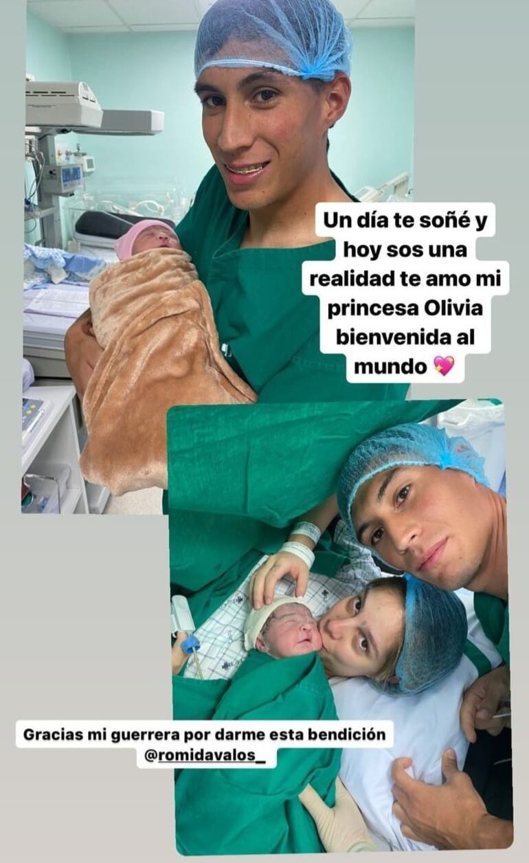 Así anunció el orgulloso papá Enzo Giménez la llegada de Olivia. (Captura de la historia de Instagram de Enzo Giménez)