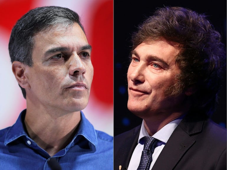 Presidentes Pedro Sanchez de España y Javier Milei de Argentina.