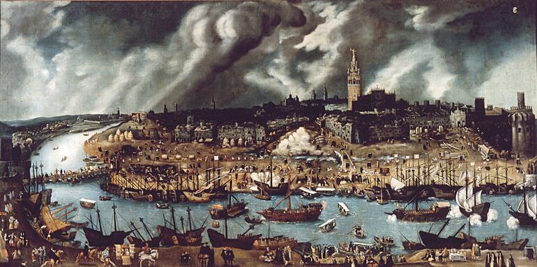 La Sevilla del siglo XVI. Alonso Sánchez Coello: Vista de la ciudad de Sevilla desde el barrio de Triana, circa 1576.