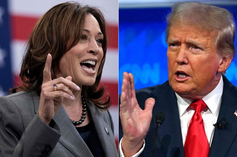 La vicepresidente y candidata demócrata,  Kamala Harris (i) y el expresidente republicano, Donald Trump.