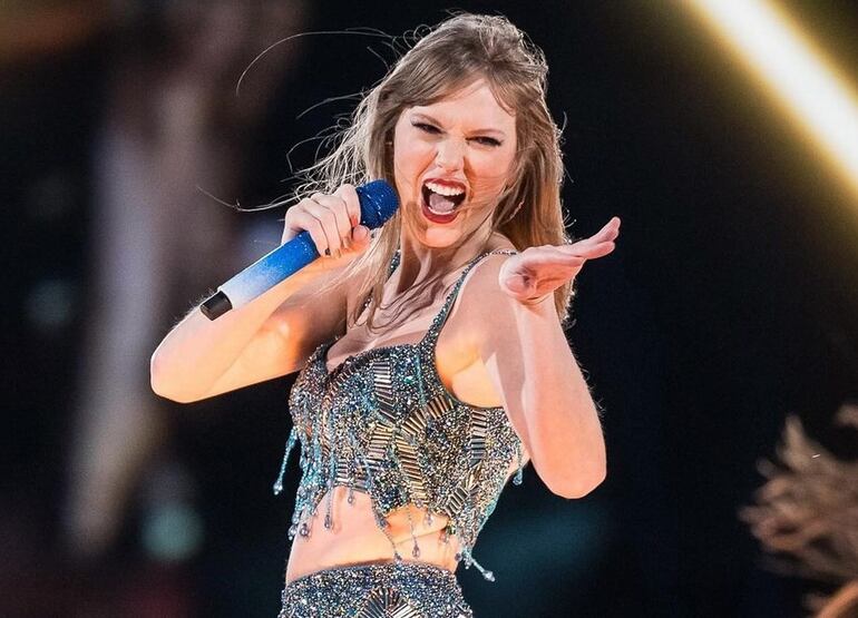 Taylor Swift durante su concierto ayer en Argentina.