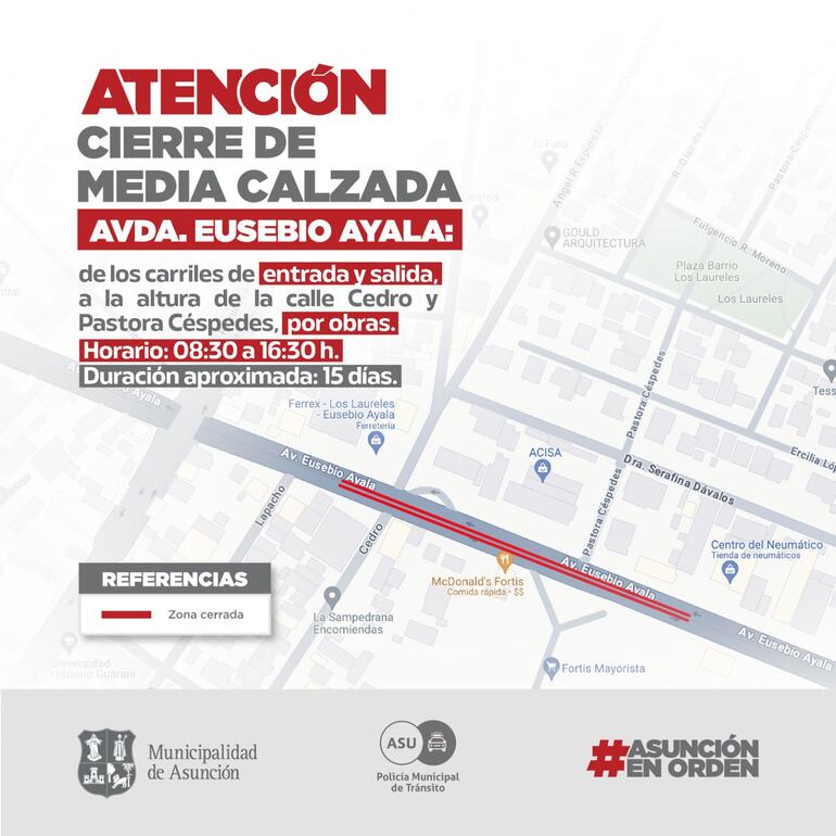 Asunción municipalidad cierre avenida Eusebio Ayala