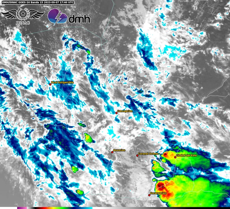 Núcleos de tormenta sobre la región Oriental y Occidental del país.