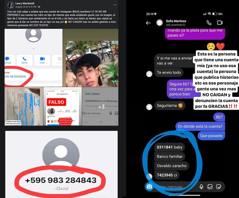 El joven imputado ahora por feminicidio sería quien había "robado" la cuenta de Instagram de Martínez e incluso pasaba datos bancarios a su nombre.