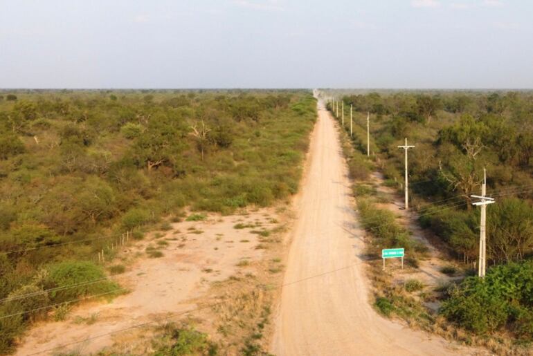 Toma aérea de la Picada 500, este tramo será uno de los asfaltados en la tercera fase de la construcción de la Ruta Bioceánica (Foto Toninho Ruíz).