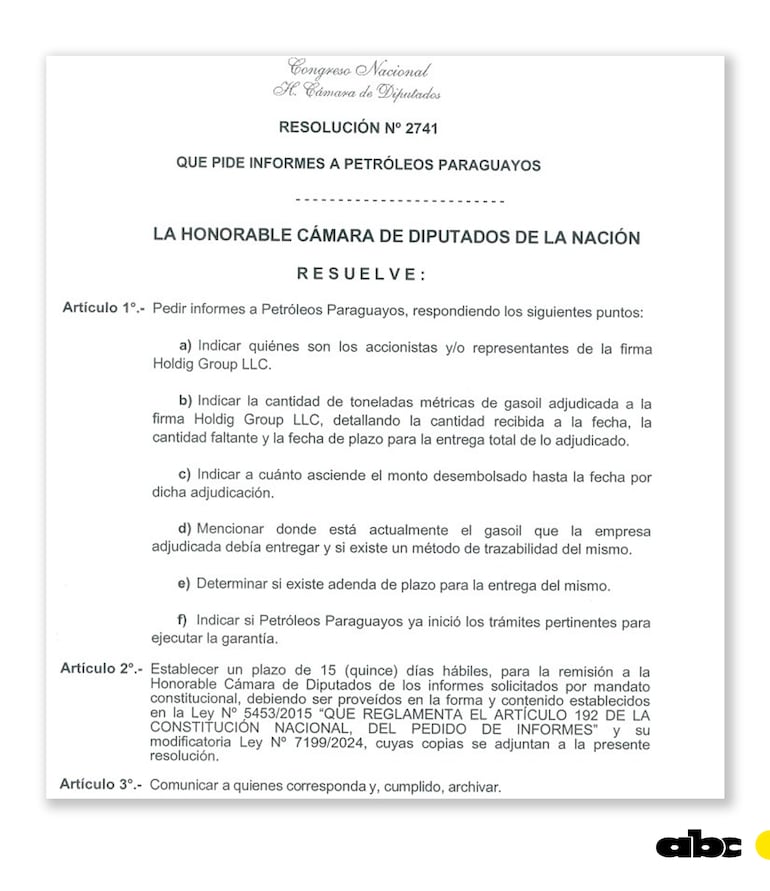 Son varios los puntos que Petropar debe aclarar a la Cámara de Diputados.