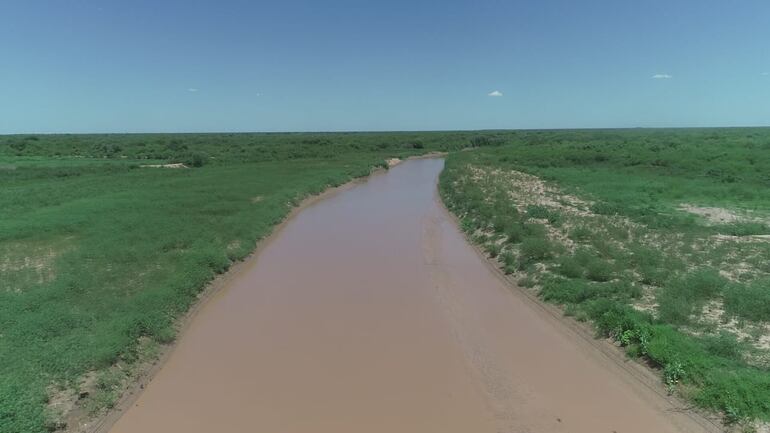 Vista aérea del rio Pilcomayo. Según los pronósticos, los próximos meses podrían ser muy secos.