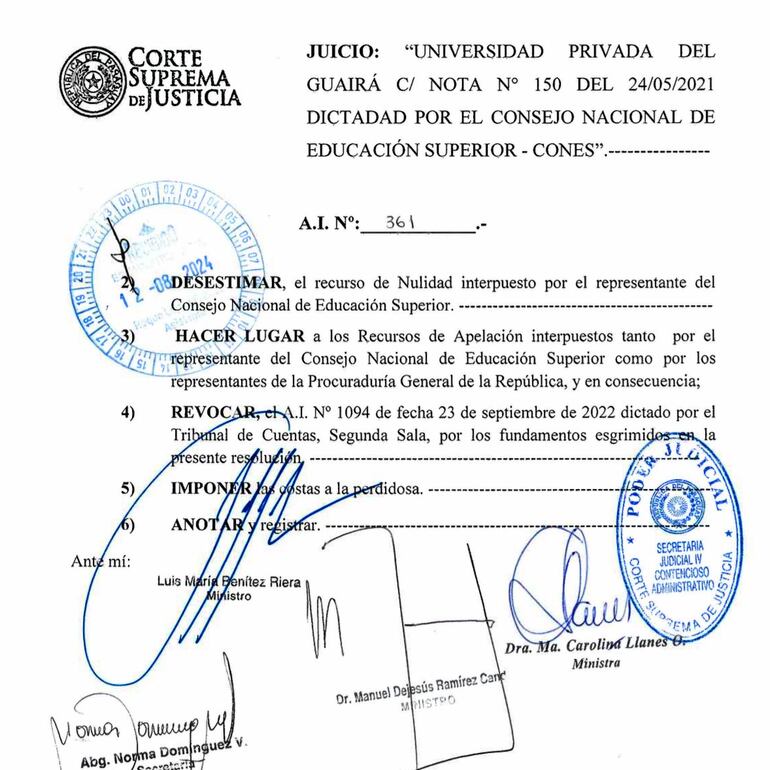 Revocatoria de medida cautelar de la Corte Suprema de Justicia.