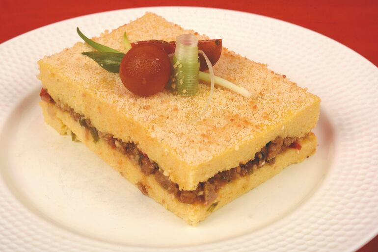 Terrina vegetariana de polenta.