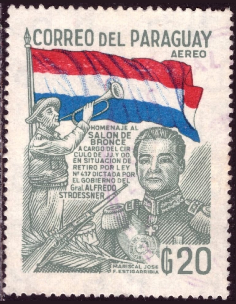 El mariscal José Félix Estigarribia en un sello de correos, Paraguay, 1978.