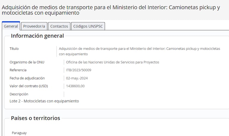 Millonario contrato vía Unops para la provisión de motocicletas para el Grupo Lince con plata de Itaipú,  puenteando a la DNCP.