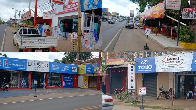 Locales comerciales se adueñan de estacionamientos públicos en Coronel Oviedo.